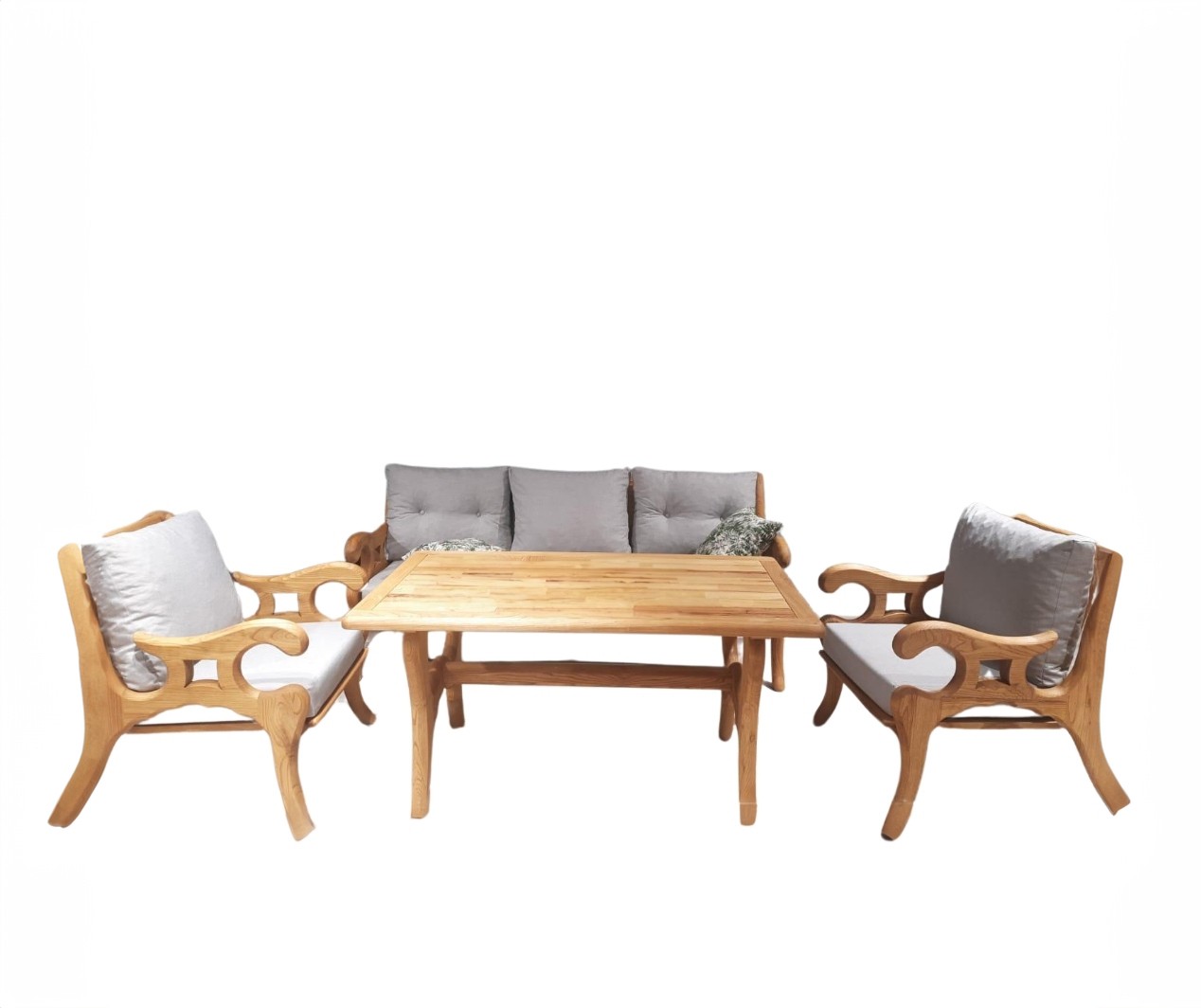 Orchid Chestnut Wood Garden Patio 3+1+1 Sofa and Table Set