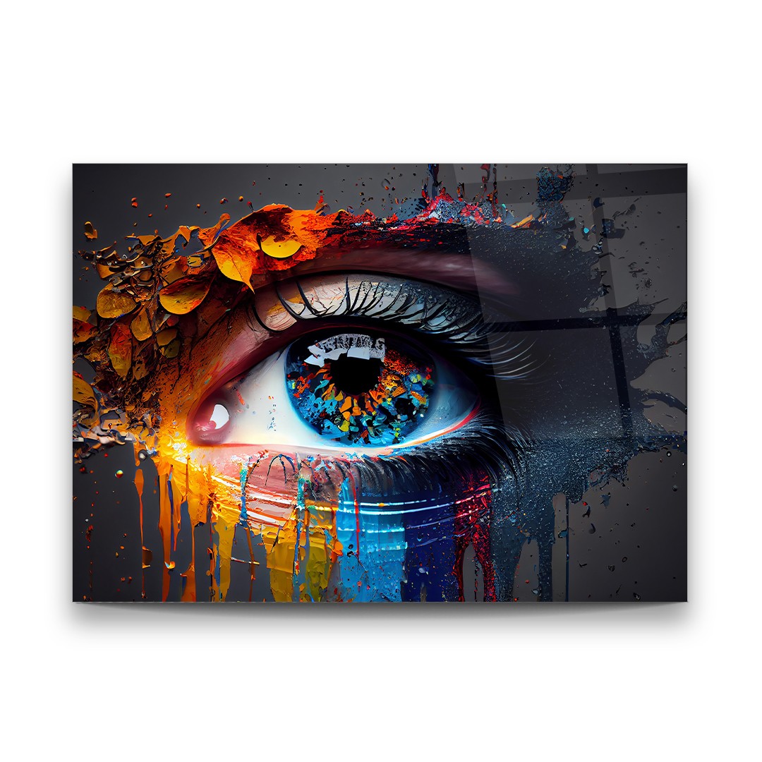 Oil Painting Eye Work - Horizontal Glass Art