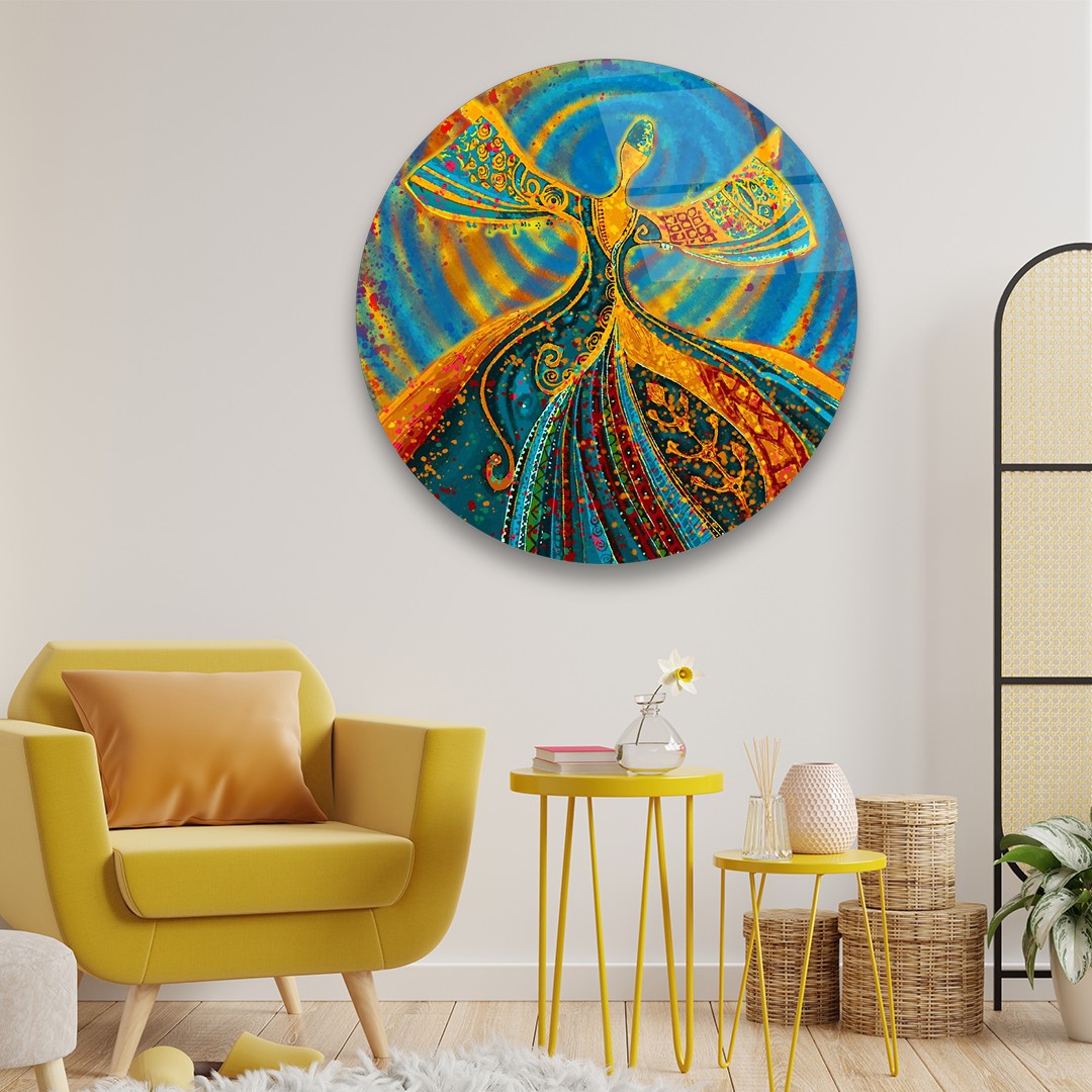 Dervish Dance - Premium Tempered Glass Wall Art Circle