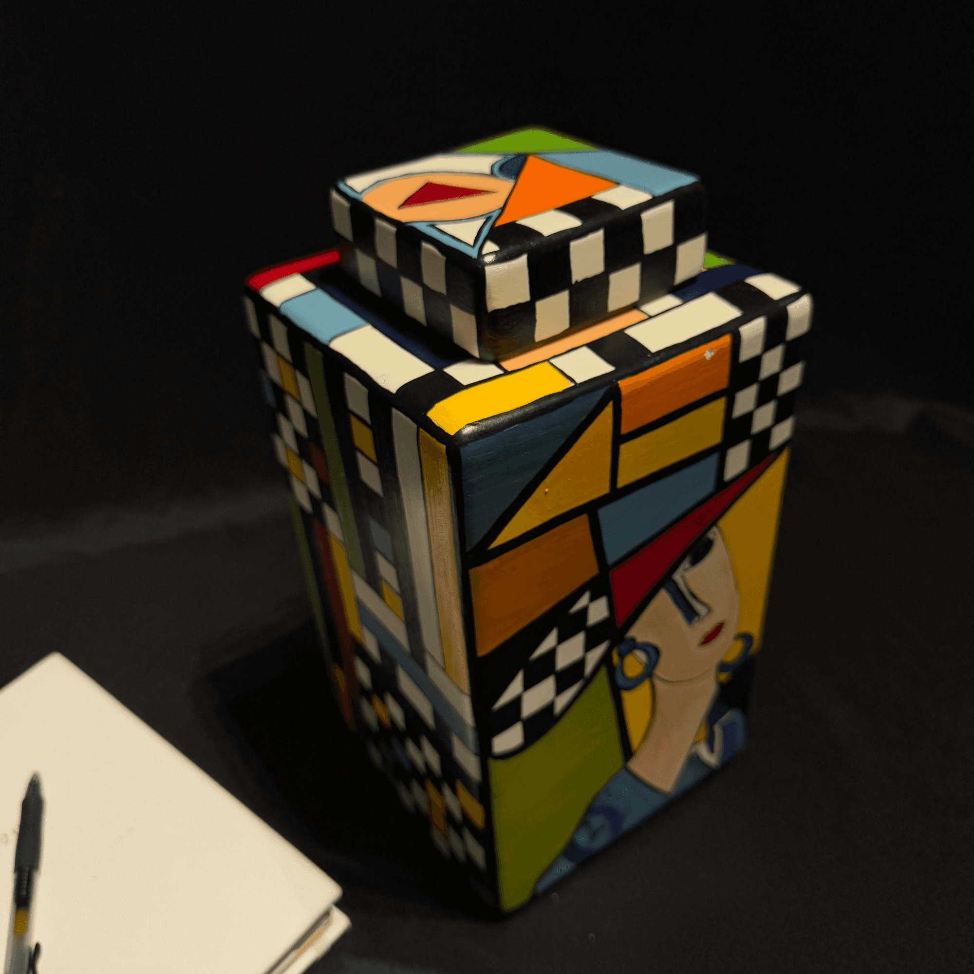 Abstract Picasso-Style Jar – Artistic Decorative Container