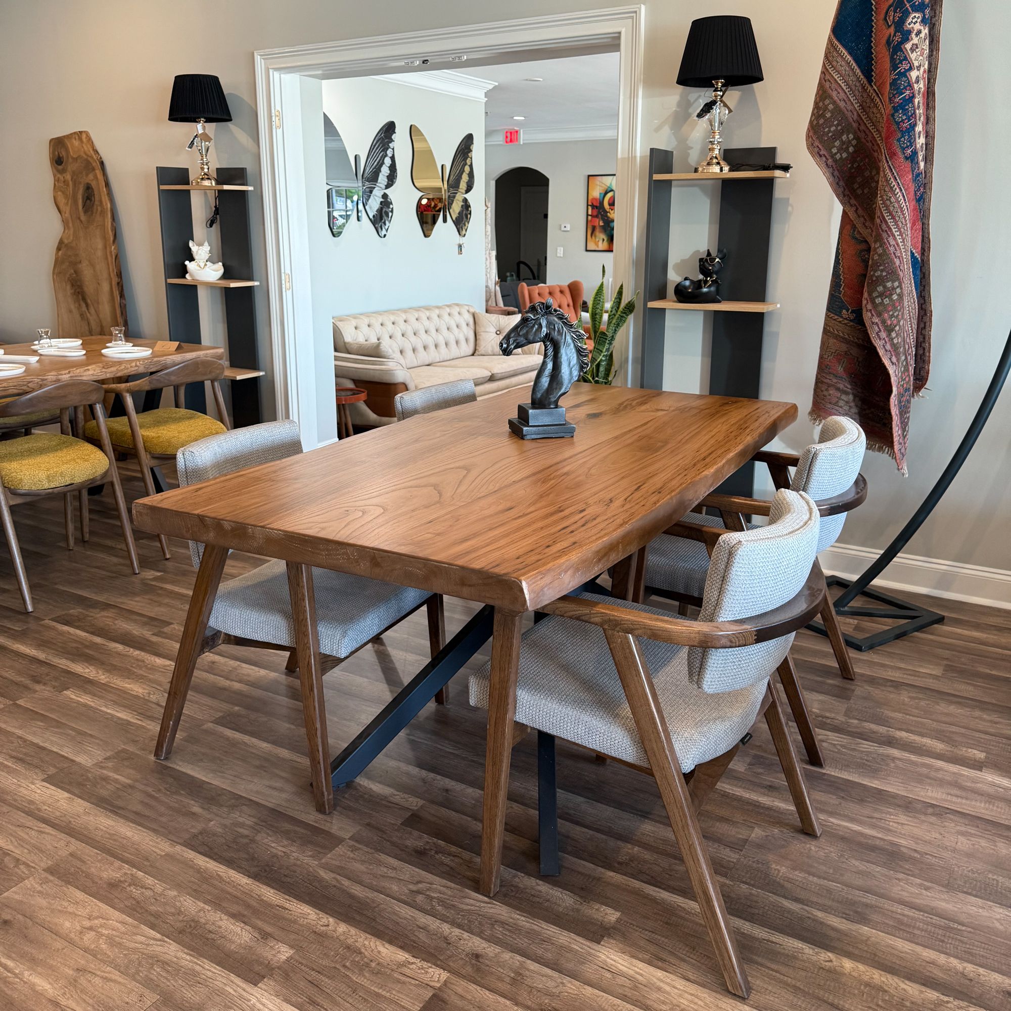 Lux Walnut Dining Table and Chair 