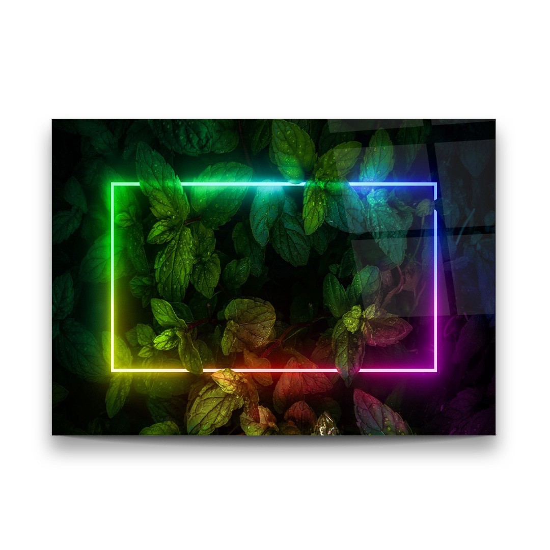 Green Leaves Manipulation - Horizontal Wall Glass Art