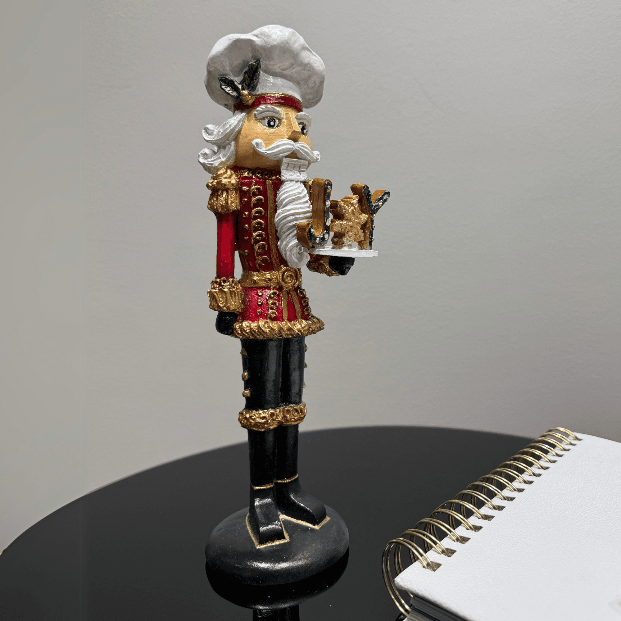 Nutcracker Handmade Christmas Figurine – White Hat Edition