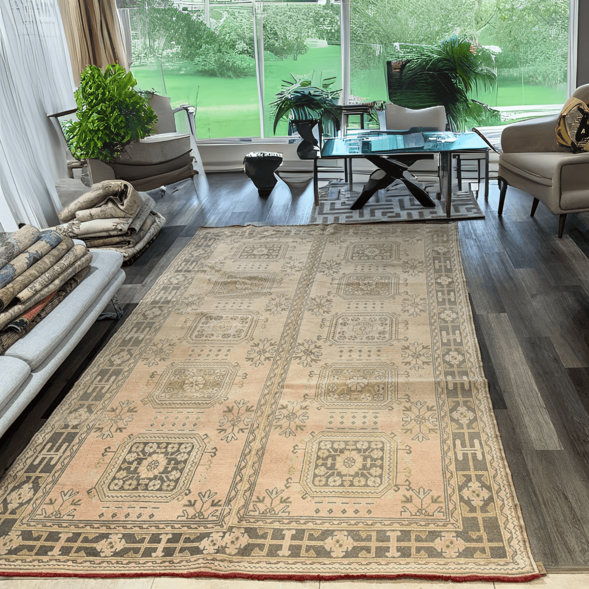 Authentic Antique Turkish Hand-Knotted Wool Rug – Organic Colors – Large 7'5" x 11'5"