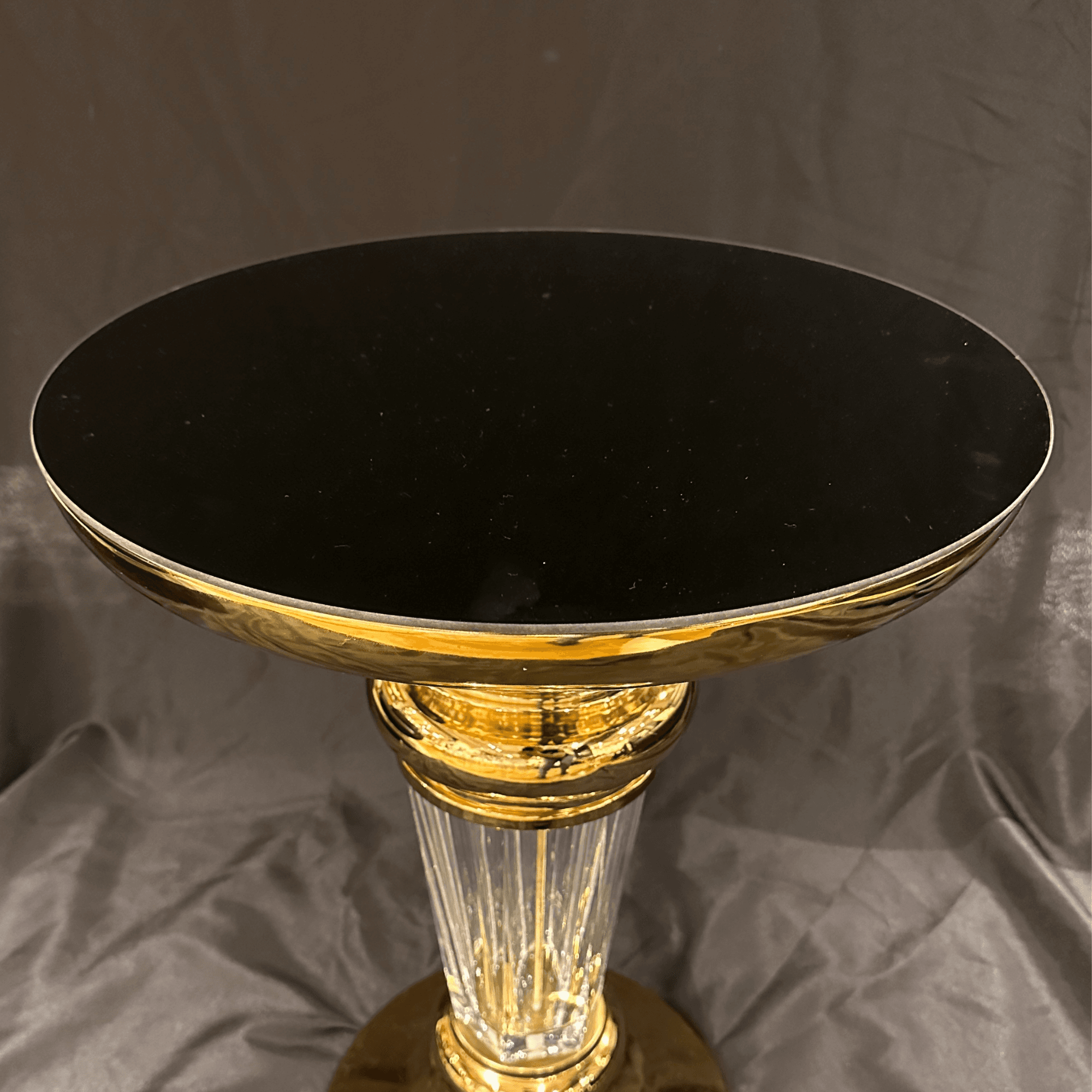 Ferozzi Black and Gold Side Table Set with Transparent Fluted Legs – Luxury Accent Tables for Modern Interiors