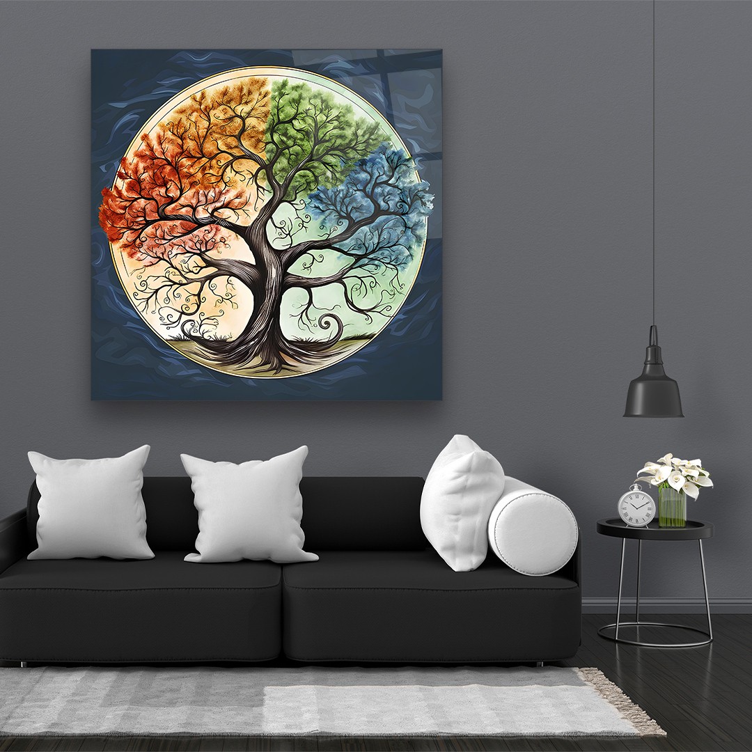 Tree of Life 7 - Square Wall Glass Art