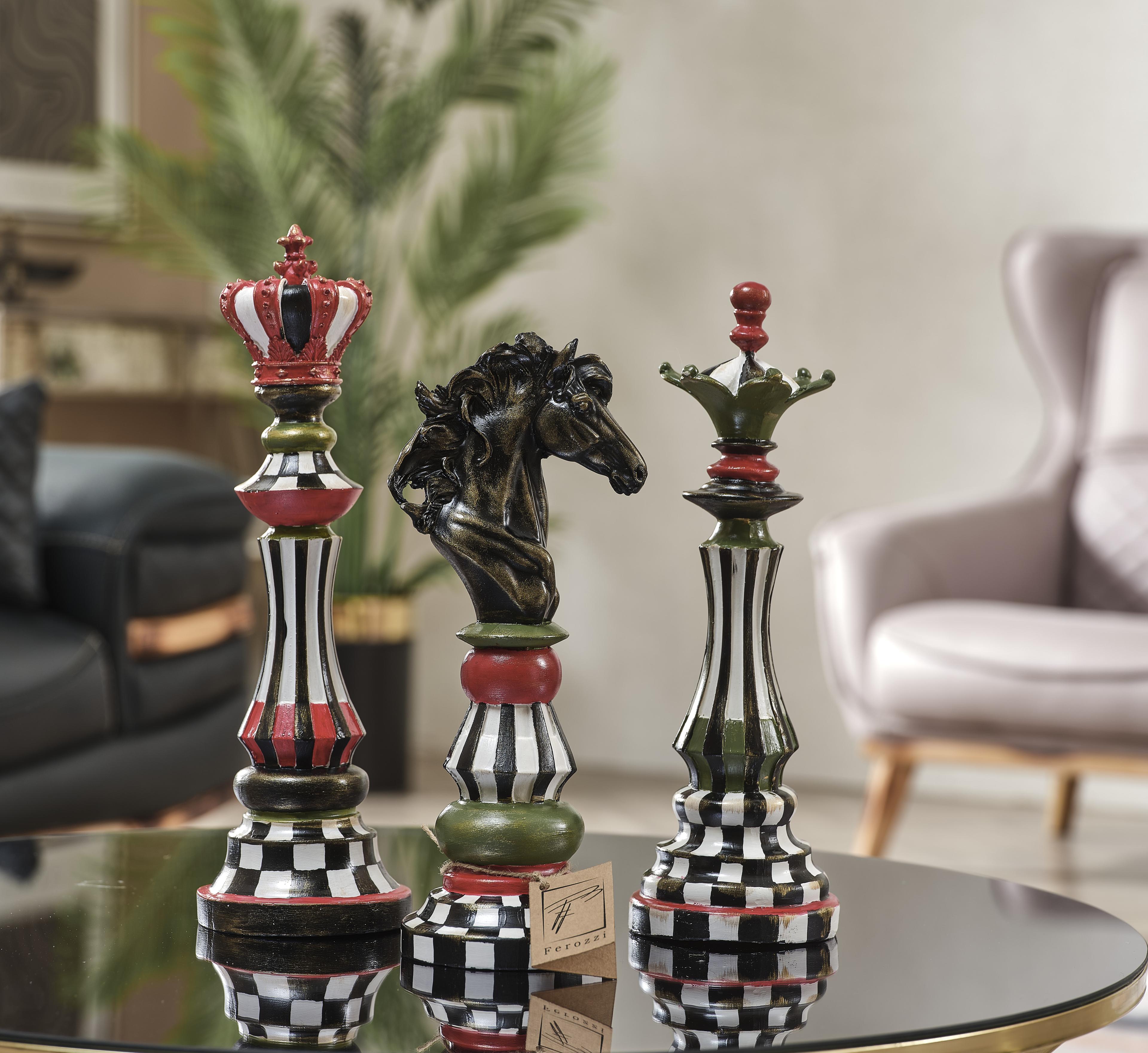 Large Chess Piece Sculpture Three-piece set 15.7" (Handmade)