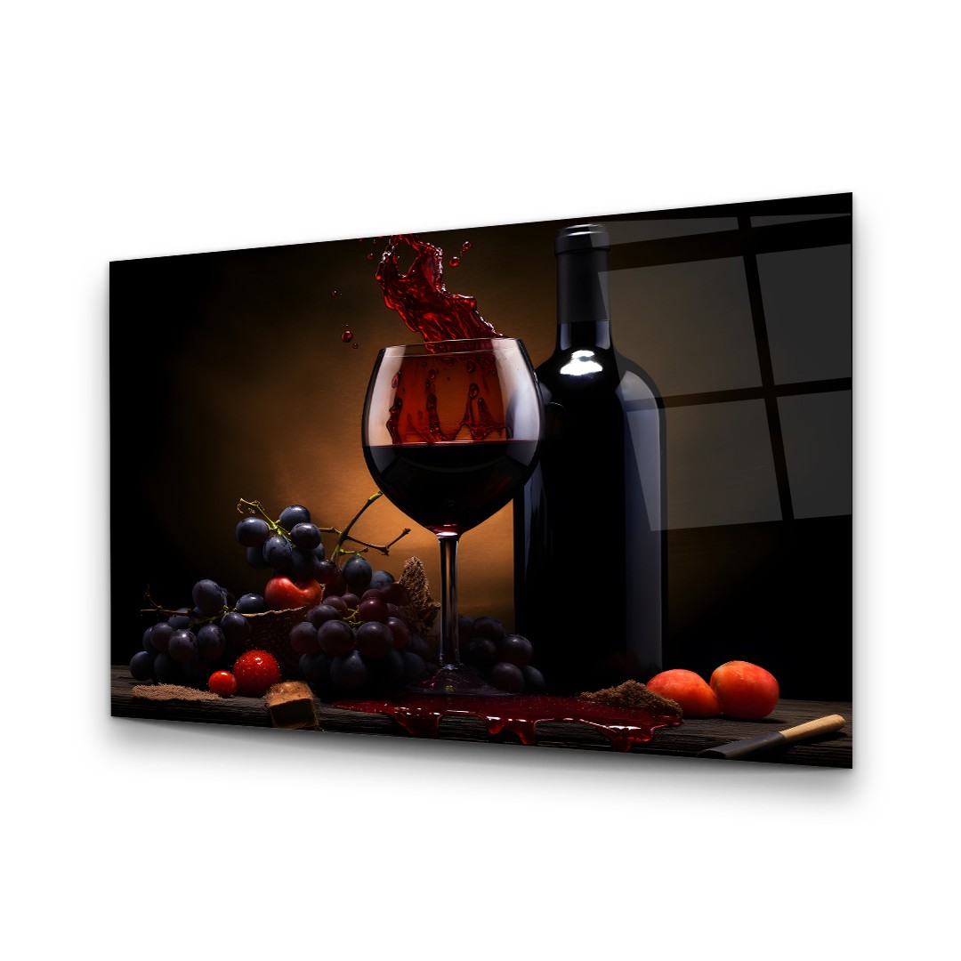 Red Wine - Horizontal Wall Glass Art