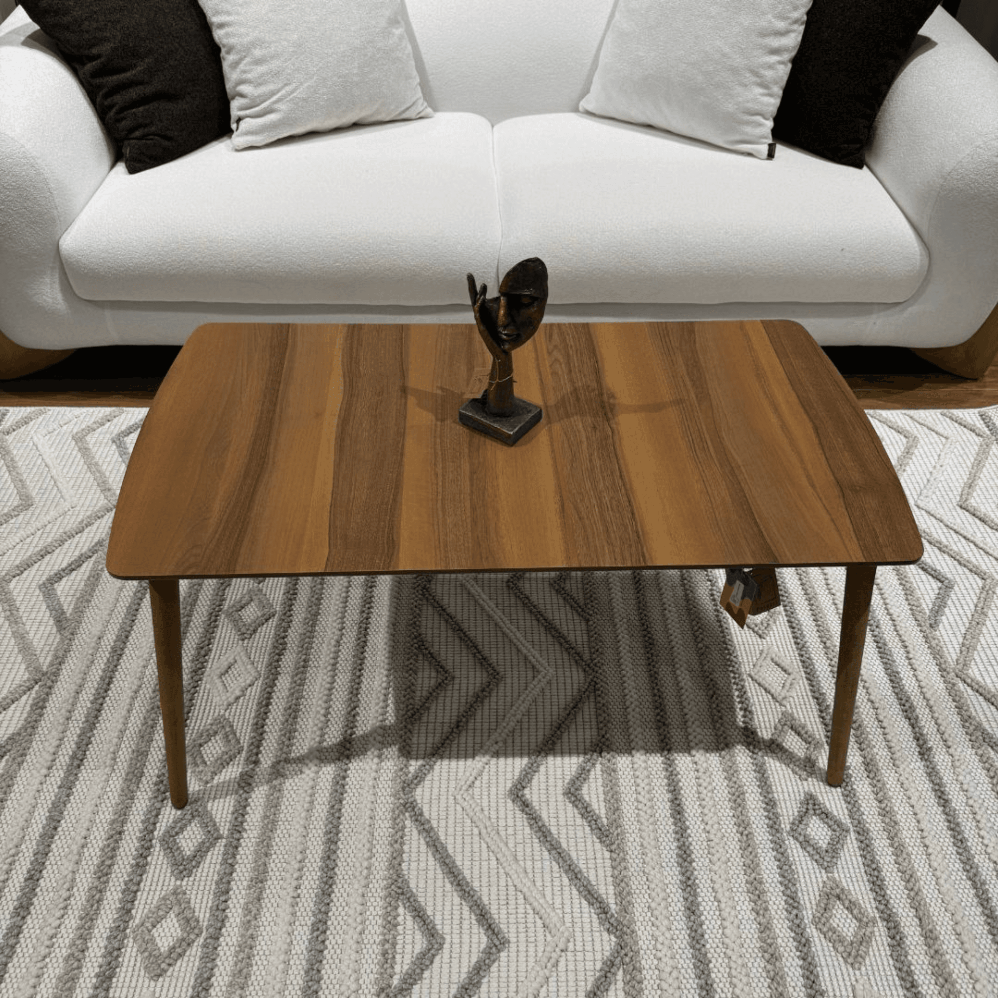 Ferozzi A 09 Handmade Natural Walnut Coffee Table with Modern Design, Scratch-Resistant Surface, and Detachable Solid Wood Legs