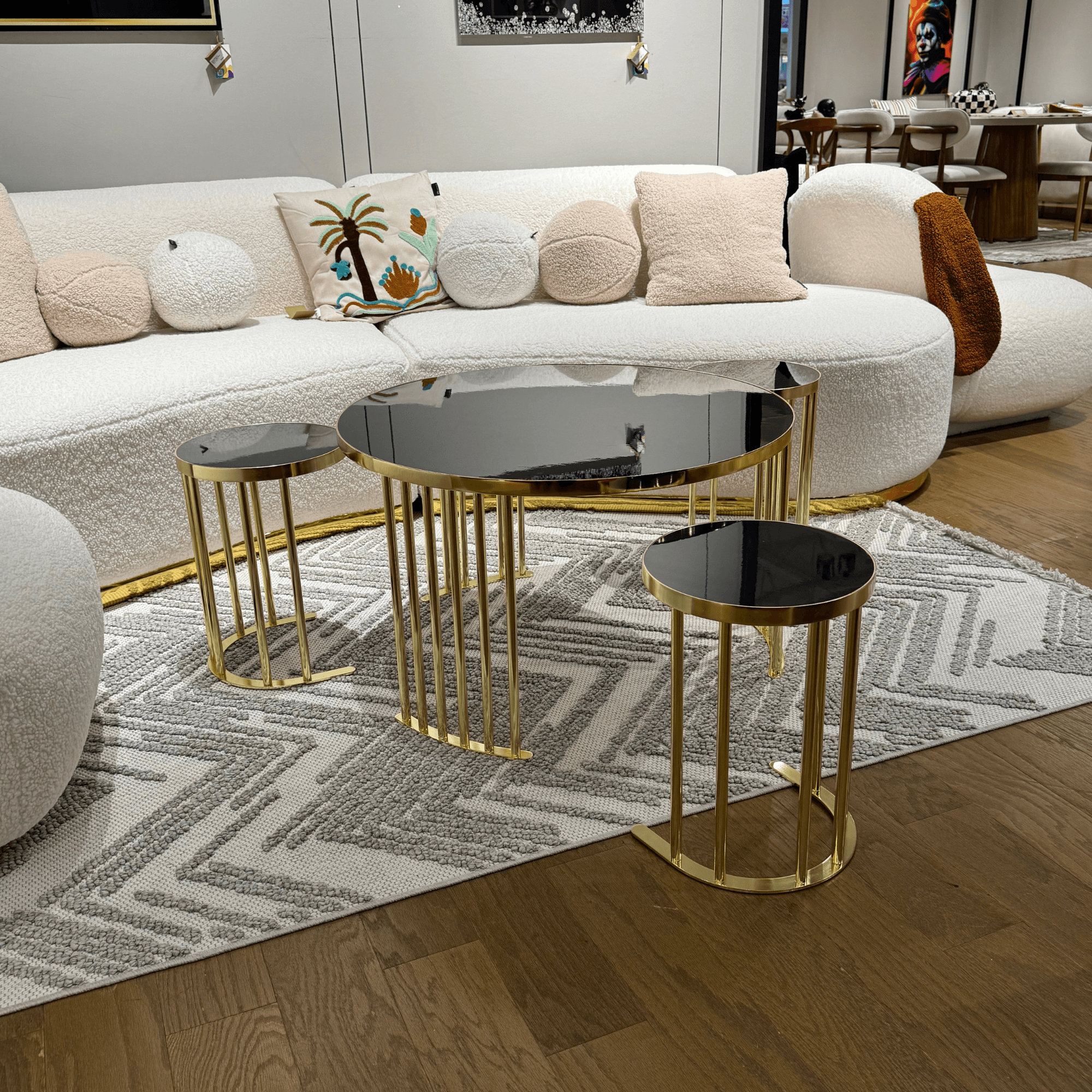 Ferozzi Black and Gold Nesting Coffee Table Set – A Sophisticated Blend of Luxury and Functionality