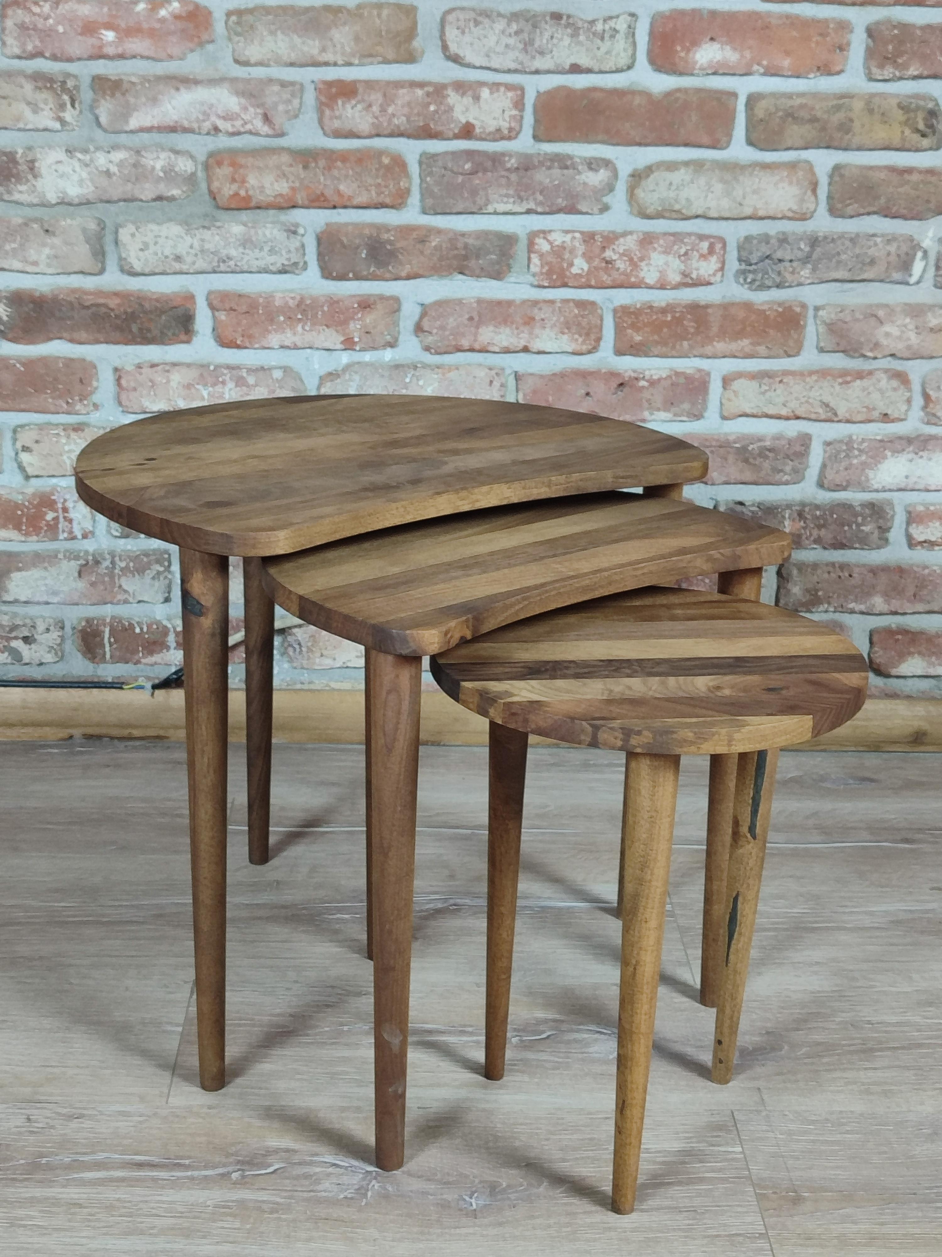 Walnut Bean Nesting Table Set