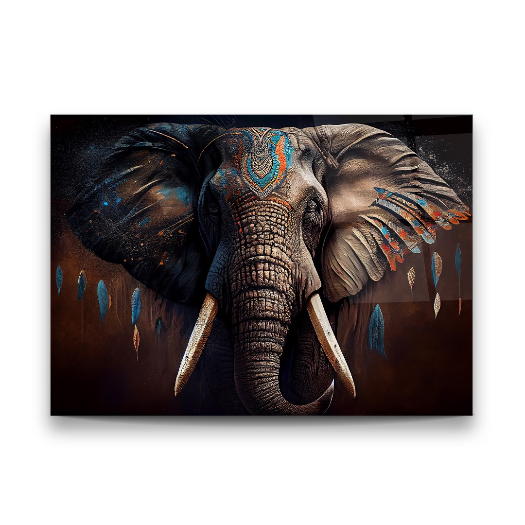 Elephant Portrait - Horizontal Glass Art