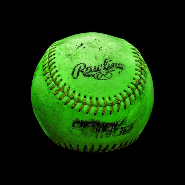 Green Vintage Baseball - Square Wall Glass Art