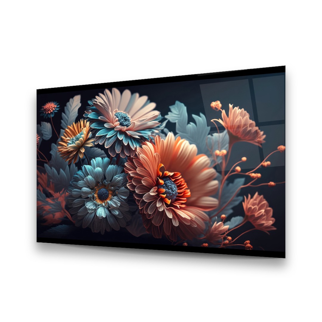 Flower Bouquet Manipulation - Horizontal Wall Glass Art