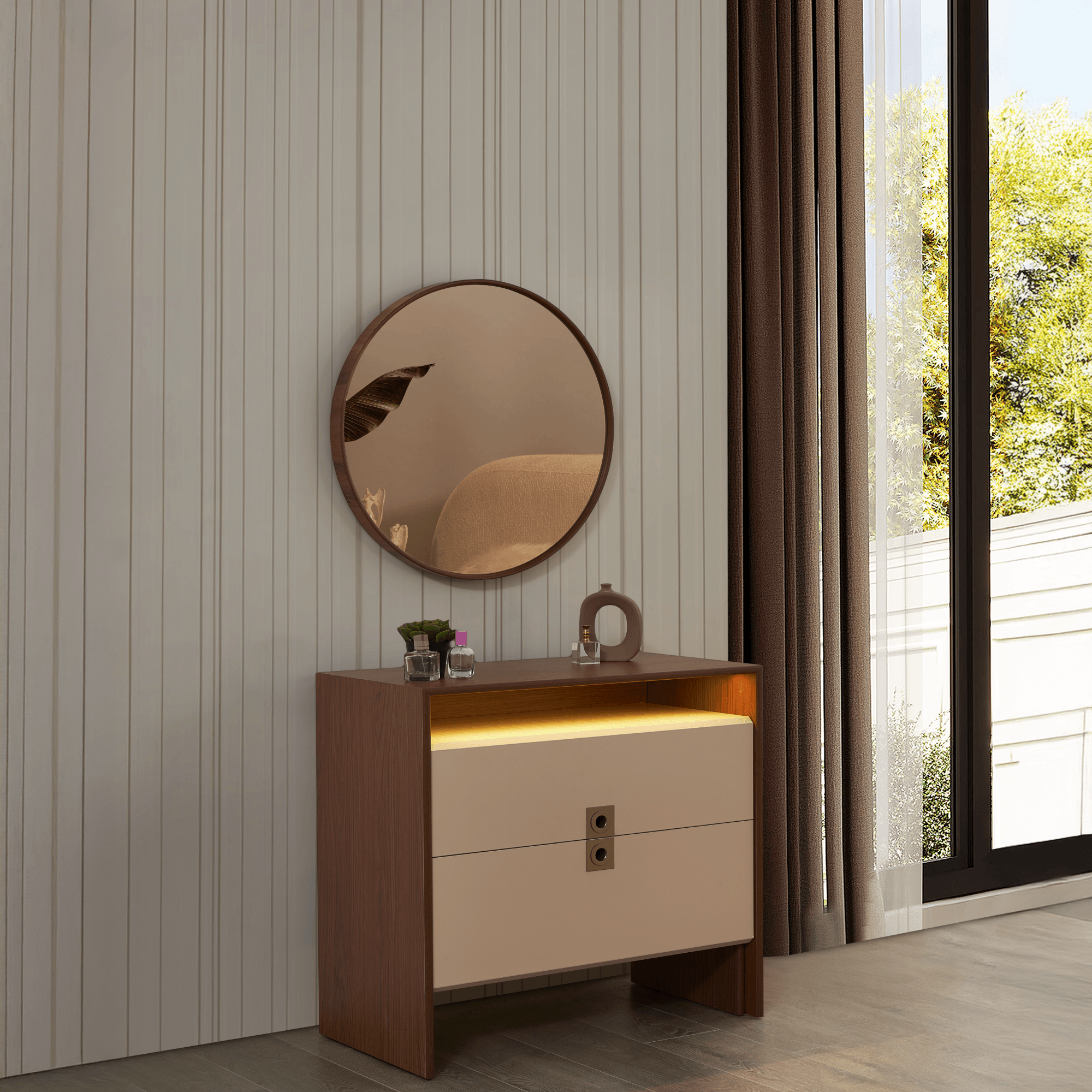 Mediterranean Dresser (With Ottoman and Mirror's)