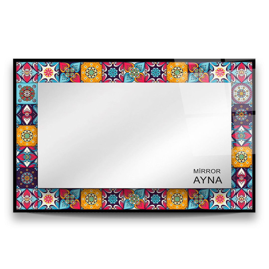 Tile Patterned Glass Mirror Fethiye - Rectangle 4