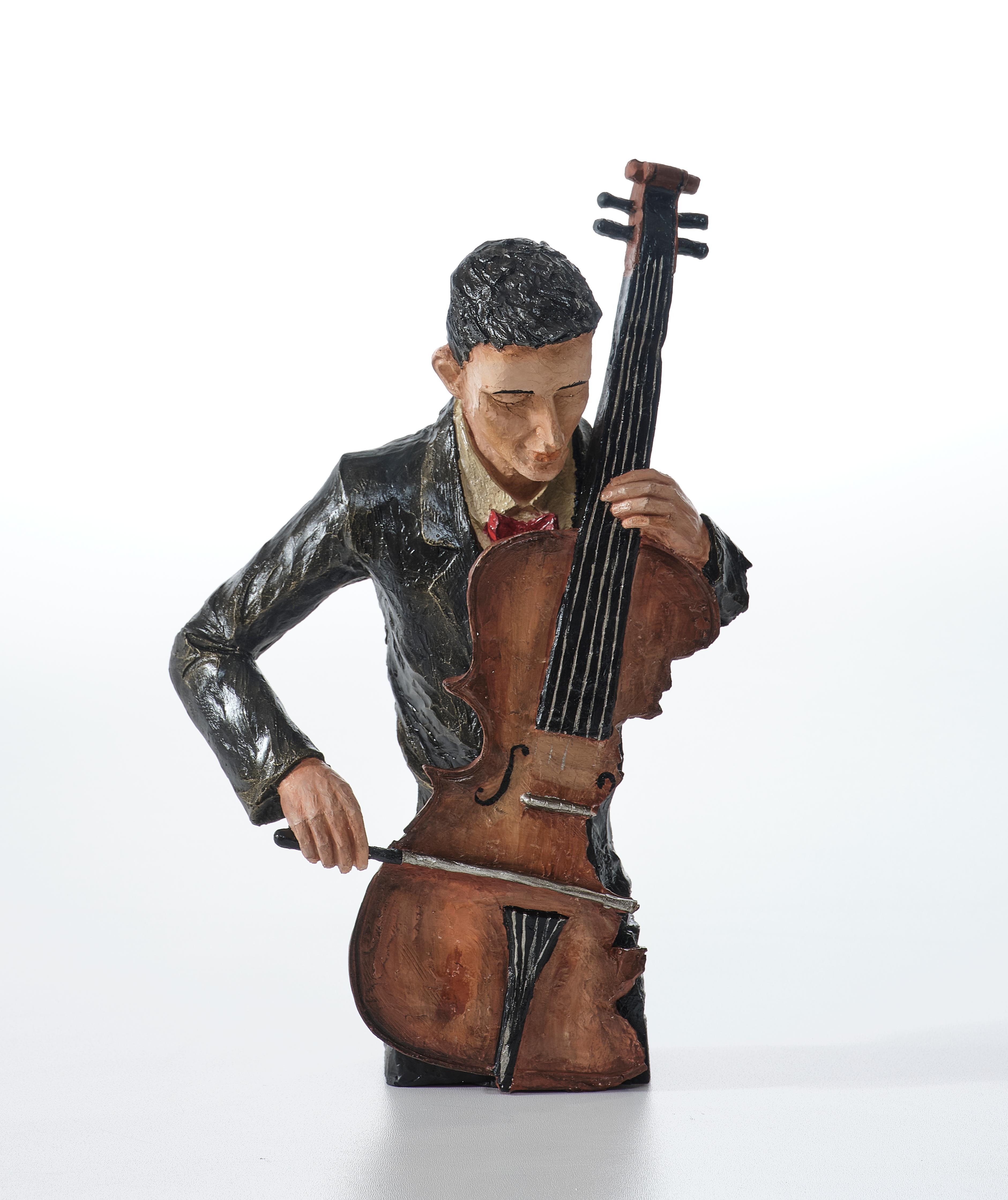 Man Playing Instrument Sculpture - Statue (Handmade)