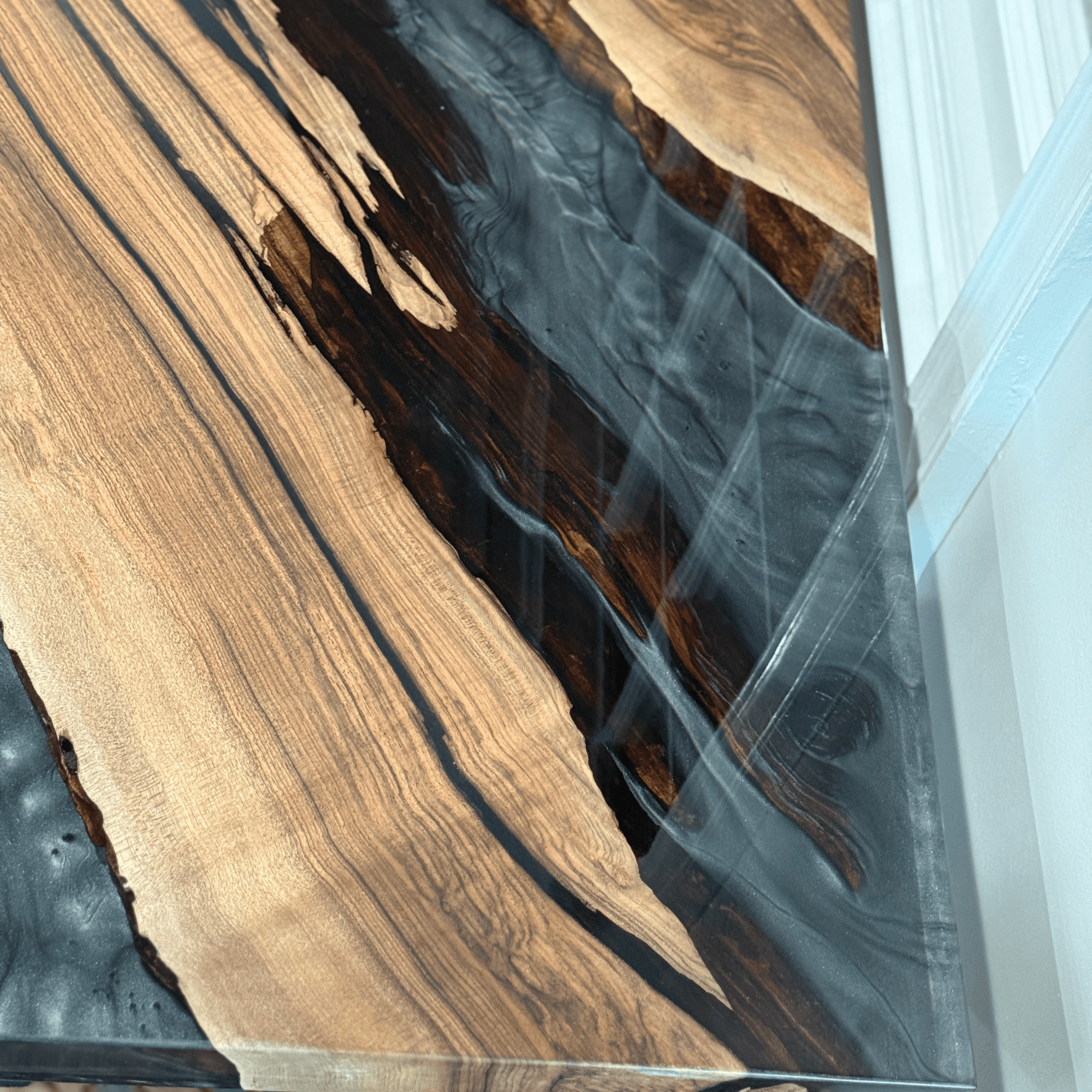 Handmade Black Transparent Epoxy Walnut Table