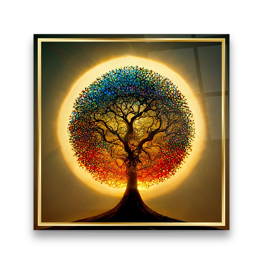 Tree of Life 9 - Square Glass Art