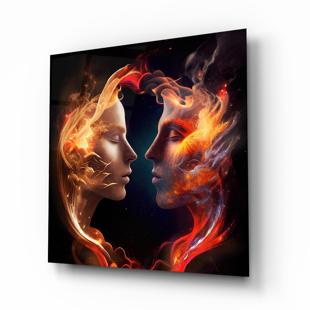 Rose and Thorn Flame - Square Glass Art