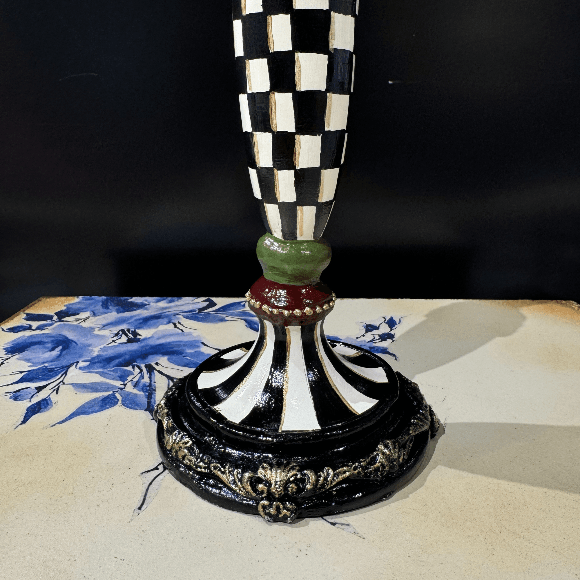 Ferozzi Handmade Checkered Candle Holder | Elegant Black & White Decorative Piece