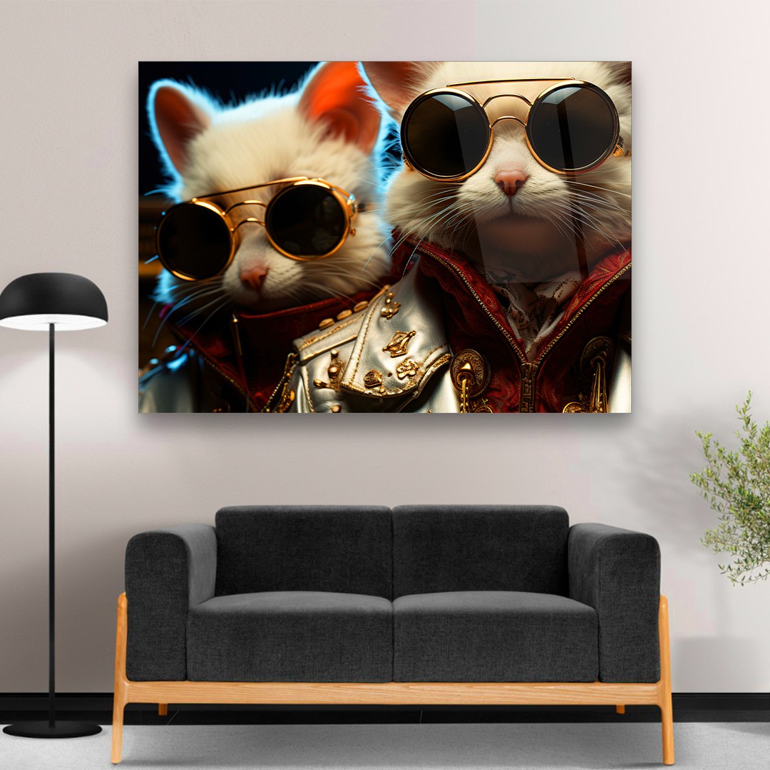 Fashion Cat's - Horizontal Glass Art