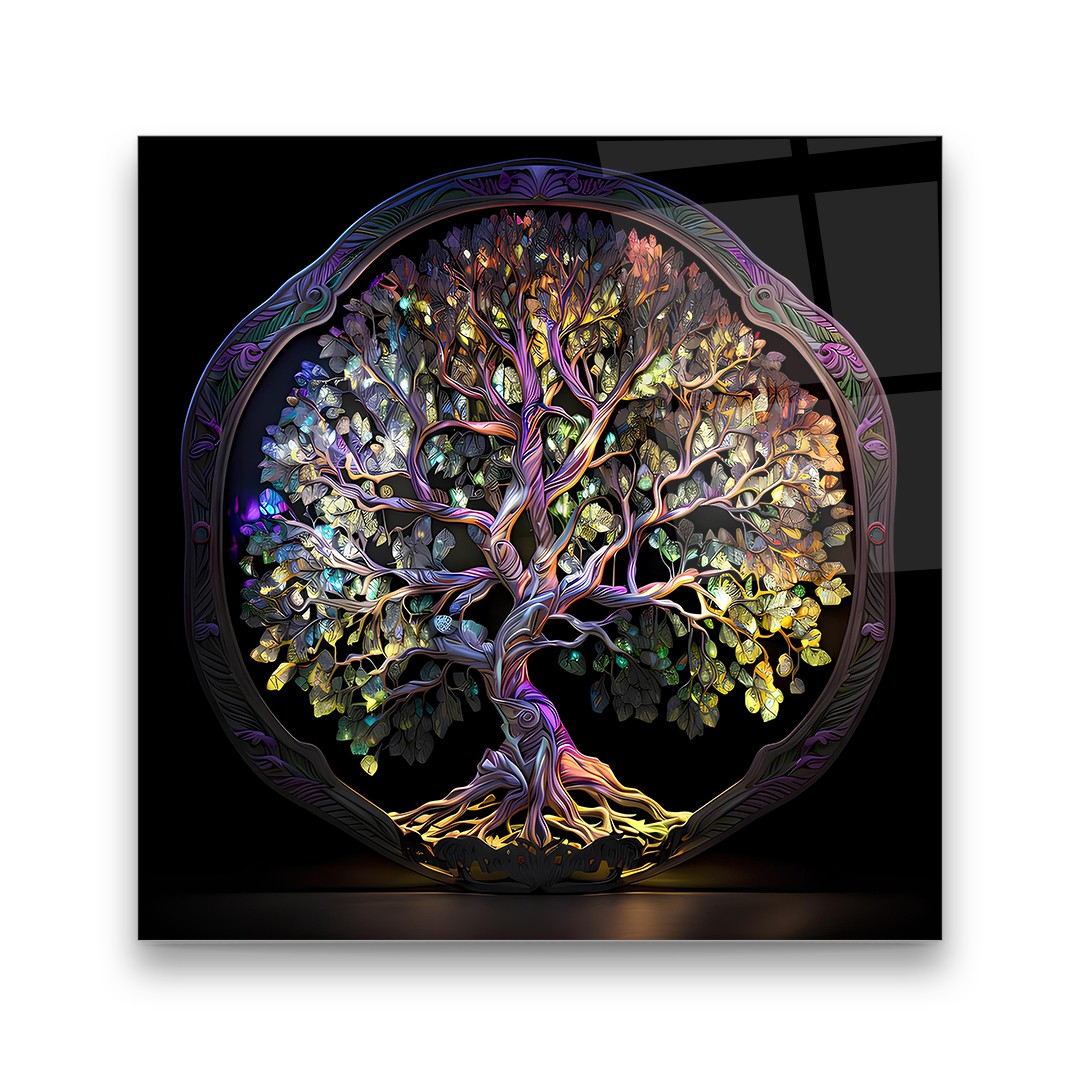 Tree of Life 2 - Square Wall Glass Art