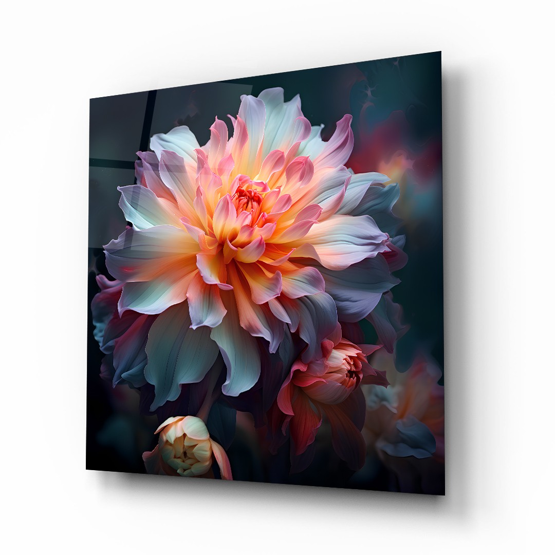 Flower Illustration 3 - Square Wall Glass Art