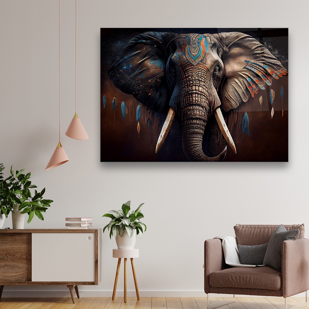 Elephant Portrait - Horizontal Glass Art