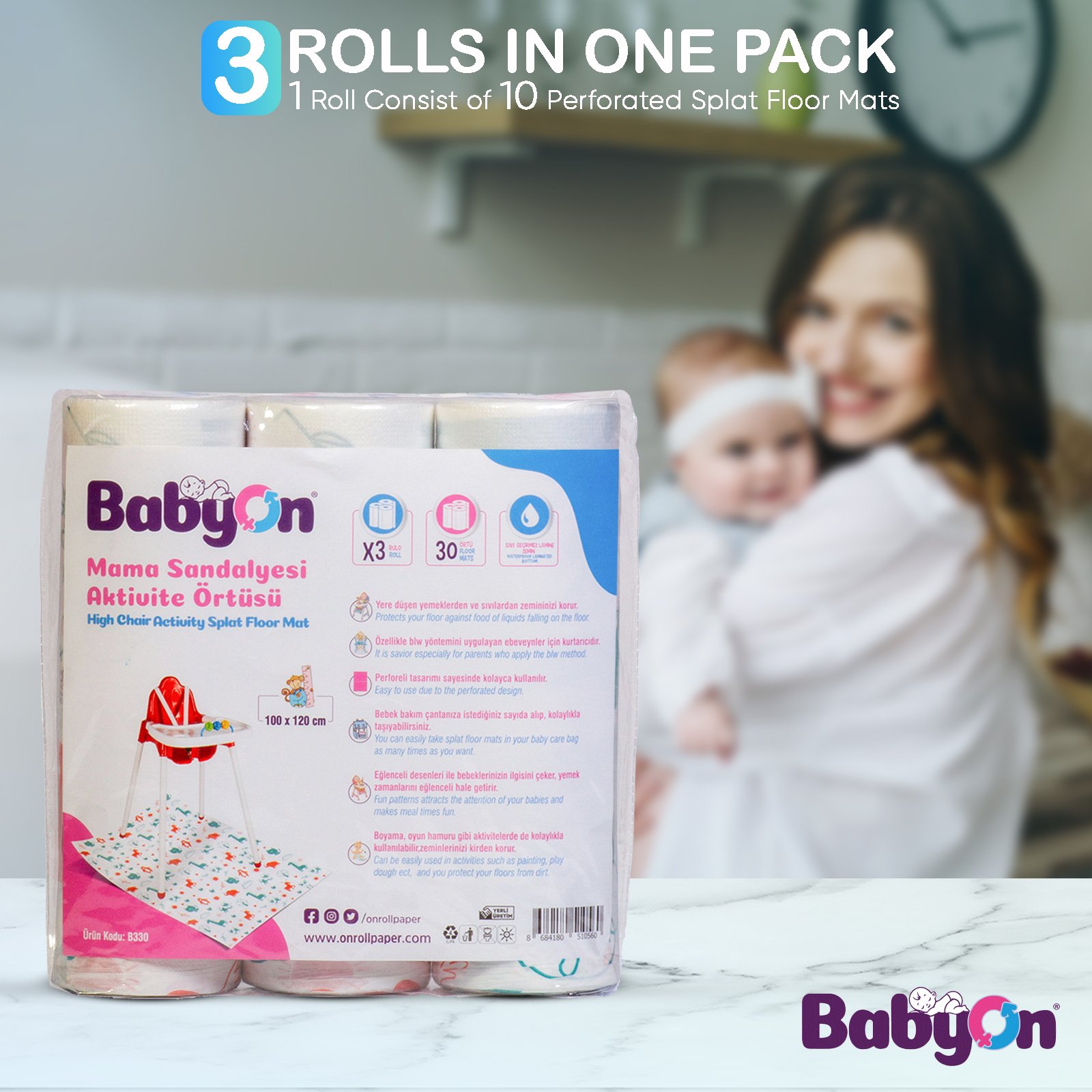 Disposable Splat Mats, 30 Pack 100 x 120 Cm | Eco-Friendly Under Highchair Floor Mat, Activity Table Cover | Waterproof Baby Led Weaning Supplies, Home & Restaurant Use