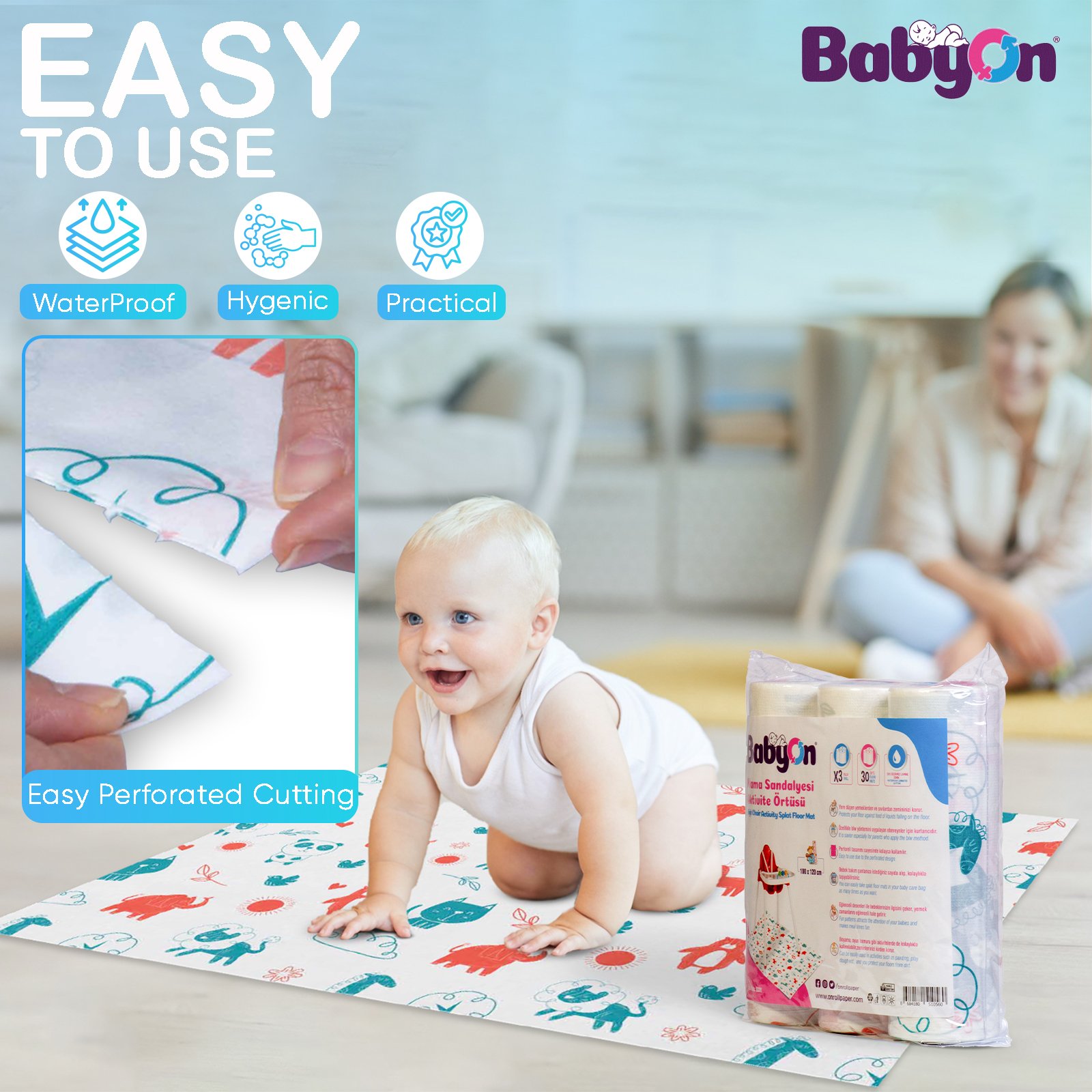 Disposable Splat Mats, 30 Pack 100 x 120 Cm | Eco-Friendly Under Highchair Floor Mat, Activity Table Cover | Waterproof Baby Led Weaning Supplies, Home & Restaurant Use
