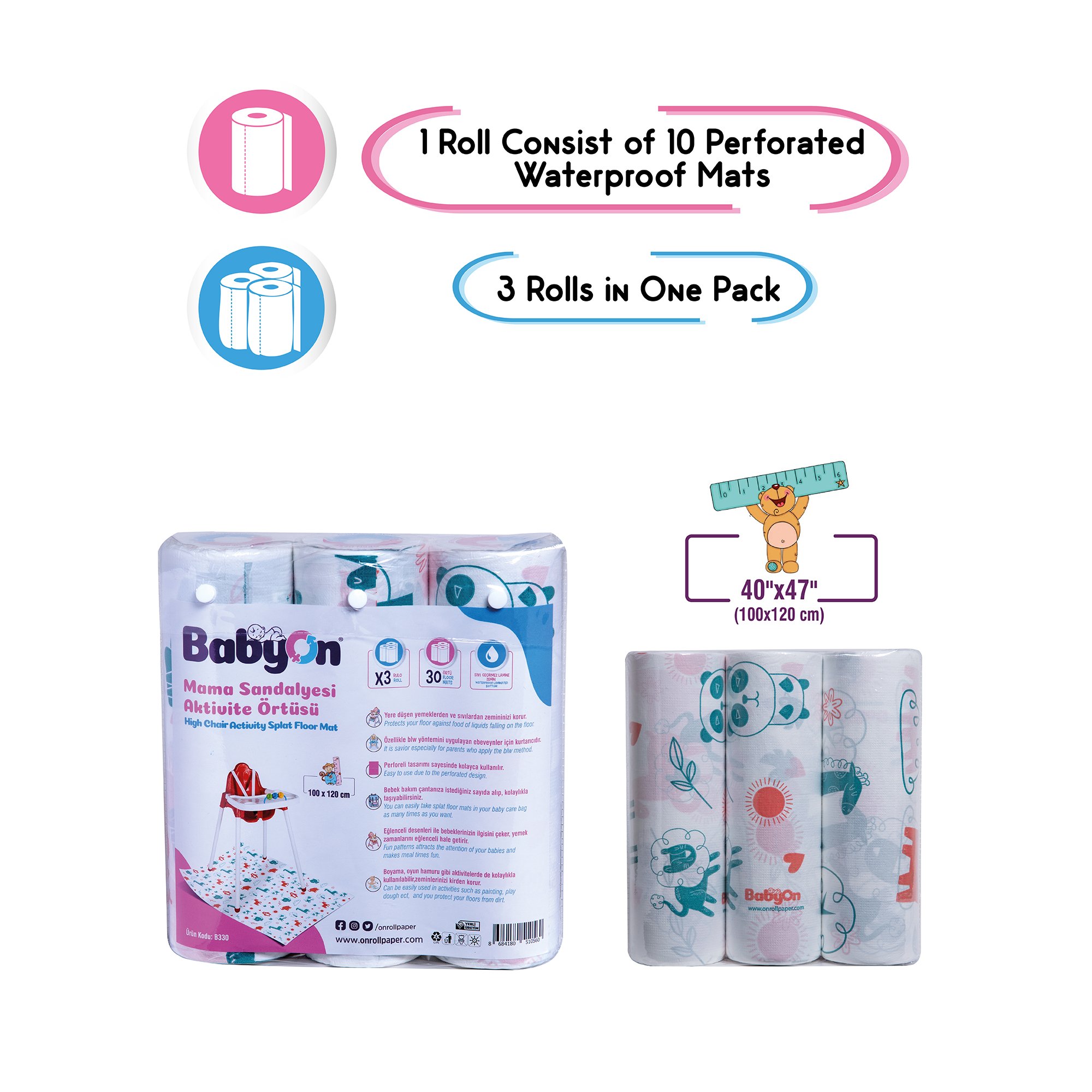 Disposable Splat Mats, 30 Pack 100 x 120 Cm | Eco-Friendly Under Highchair Floor Mat, Activity Table Cover | Waterproof Baby Led Weaning Supplies, Home & Restaurant Use
