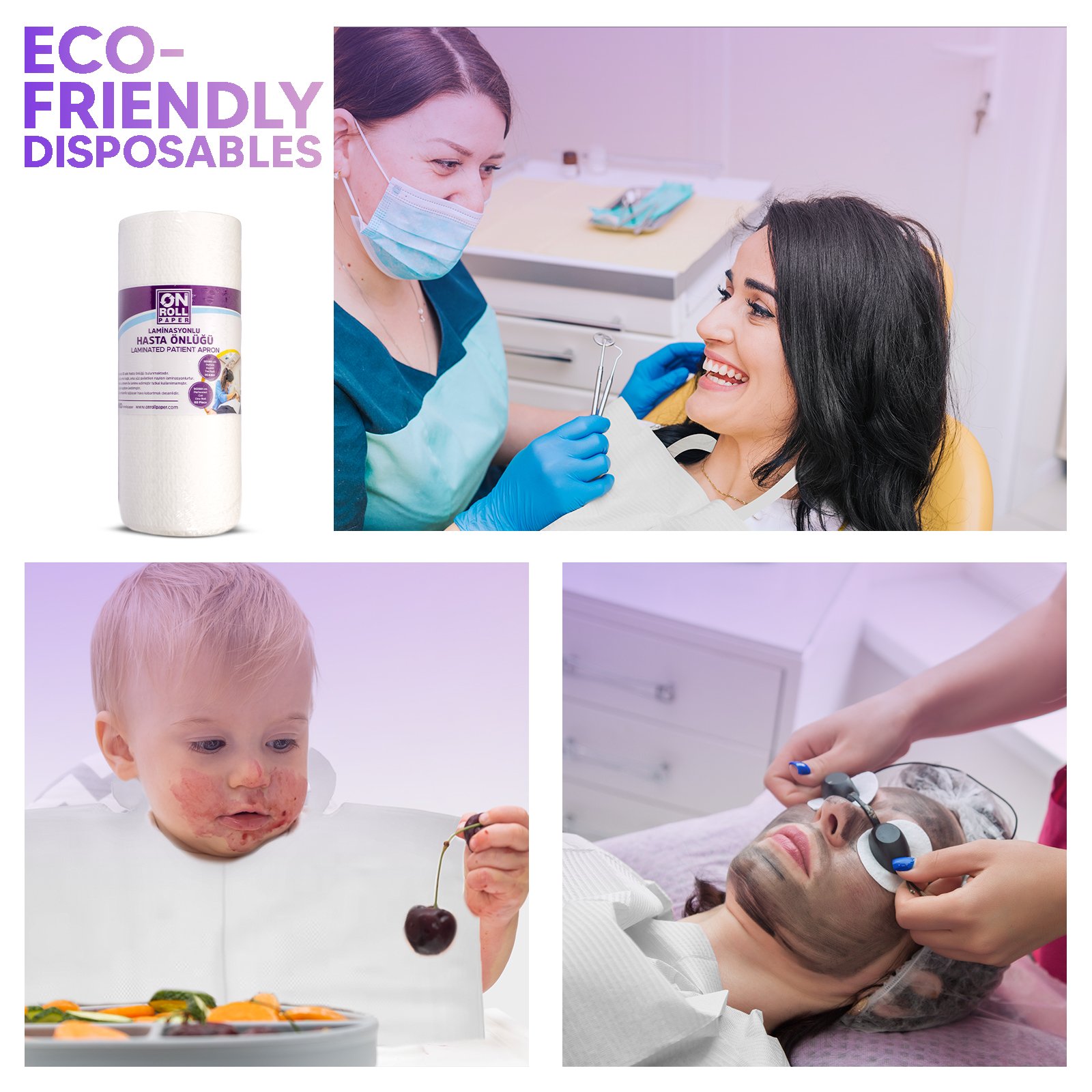2 Rolls Bundle 2x80 Sheets (Total 160 sheets) Disposable Easy Neck-Tie Dental Bibs 50 x 60 Cm | 2 Ply Waterproof | Tattoo Bib - Sheet for Patients - Dentist or Medical Bib, White