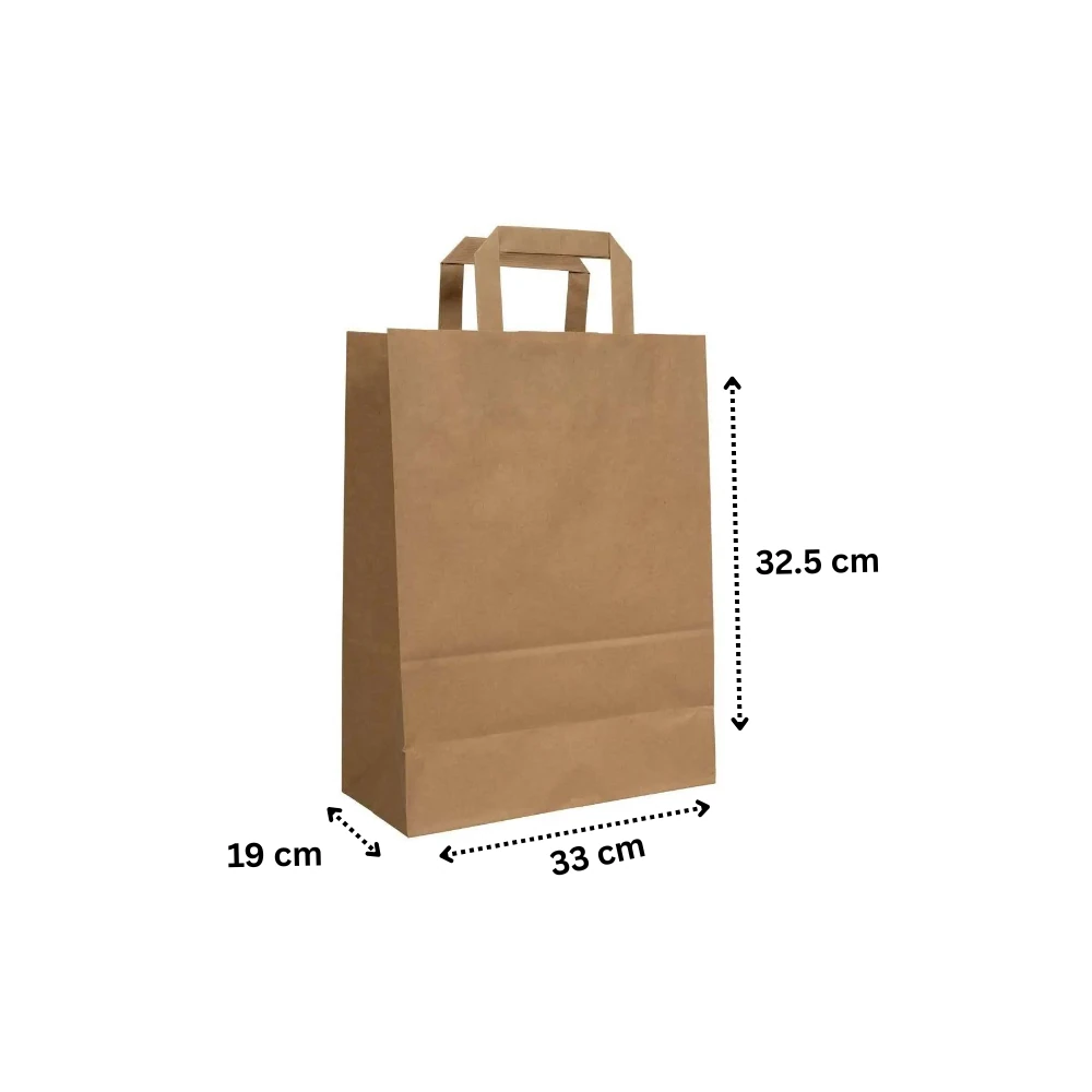 Kraft Paper Bag Brown / 80 gsm Paper / 250 Pcs / 33x19x32.5(h) cm