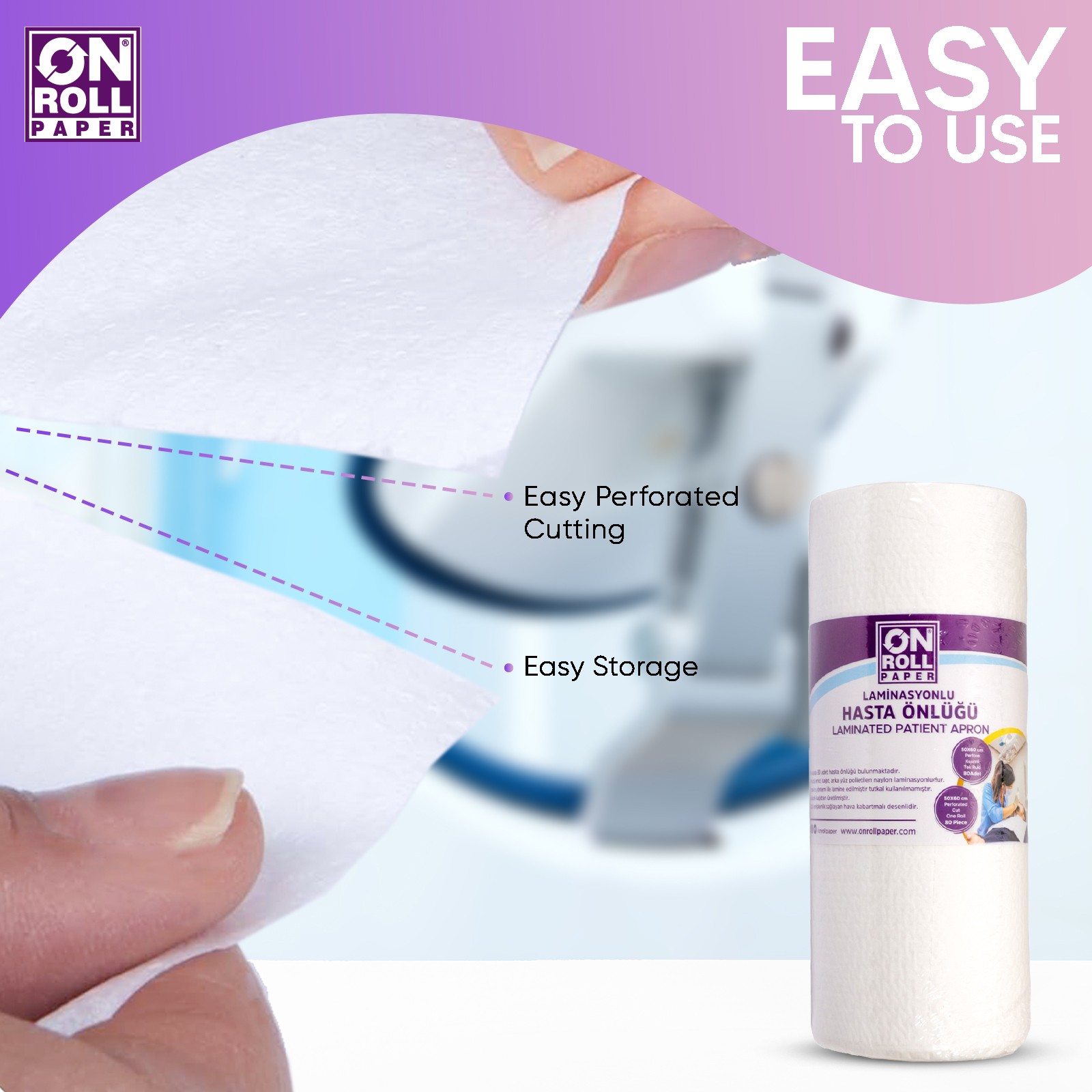 2 Rolls Bundle 2x80 Sheets (Total 160 sheets) Disposable Easy Neck-Tie Dental Bibs 50 x 60 Cm | 2 Ply Waterproof | Tattoo Bib - Sheet for Patients - Dentist or Medical Bib, White