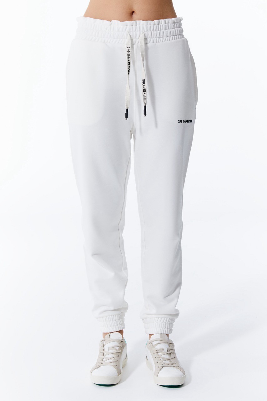 Weiß Jogger-Modell mit hoher Taille Damen-Sweatpants