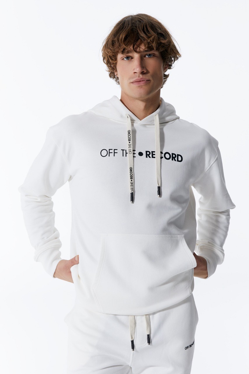 Weiße Herren Hoodie mit Taschen