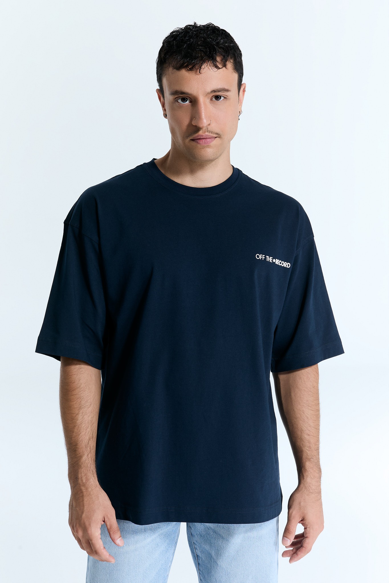 Dunkelblaues Basic Logo T-Shirt für Männer