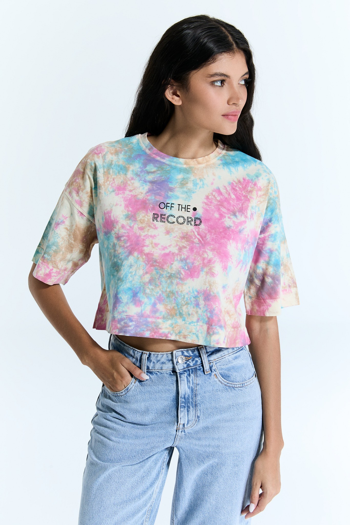 Tie-dye 3 Farben Crop für Frauen