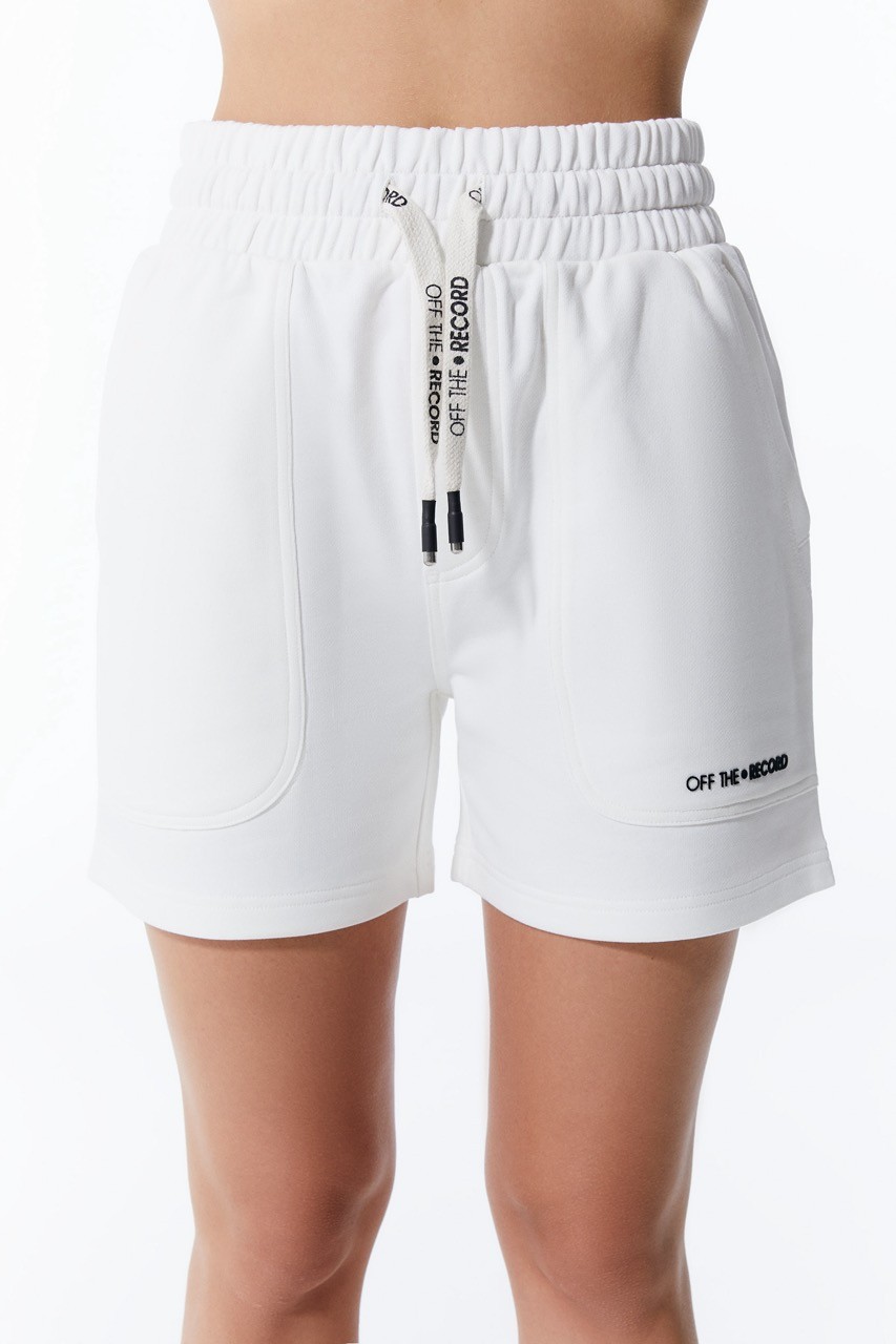 Weißes Shorts für Frauen mit Taschen