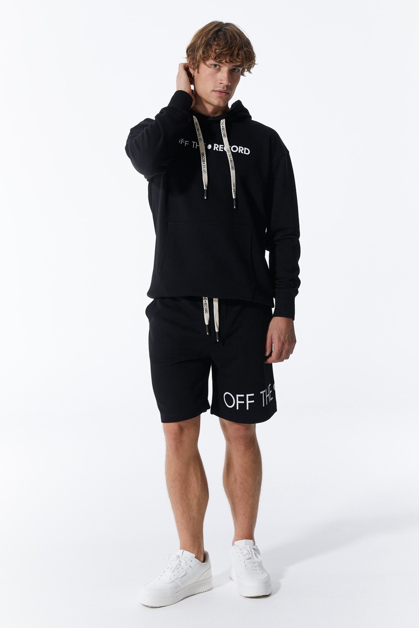 Schwarzer Herren Hoodie mit Taschen