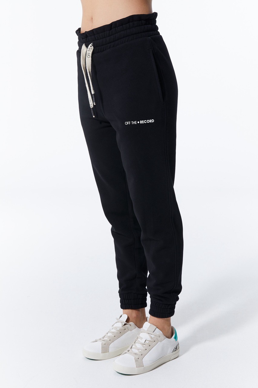 Schwarzes Jogger-Modell mit hoher Taille Damen-Sweatpants