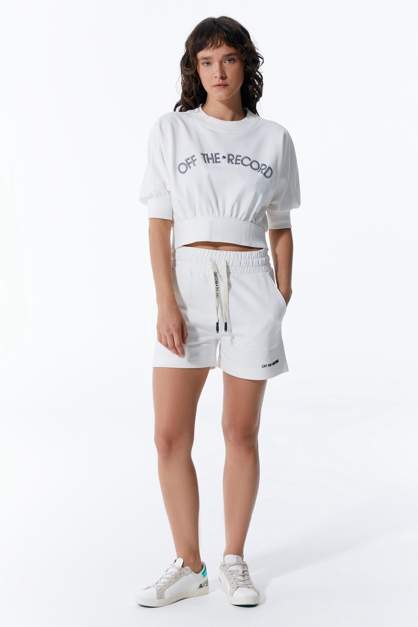 Weißes Damen-Crop-Sweatshirt
