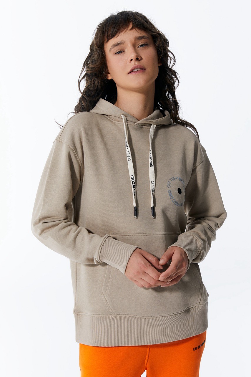 Hellbraun Damen-Hoodie mit Fronttasche