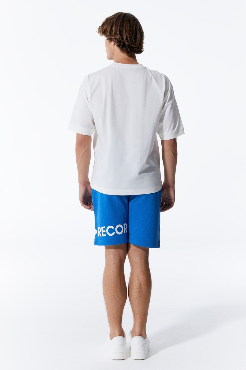 Blaue Basic-Shorts mit weitem Bein und Logo