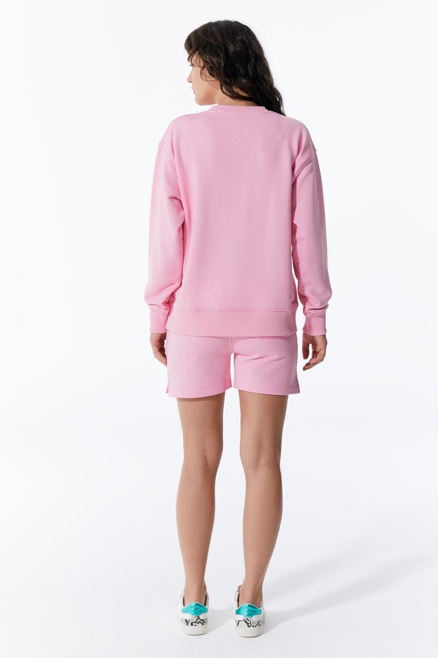 Rundes bedrucktes Rosa Damen-Sweatshirt