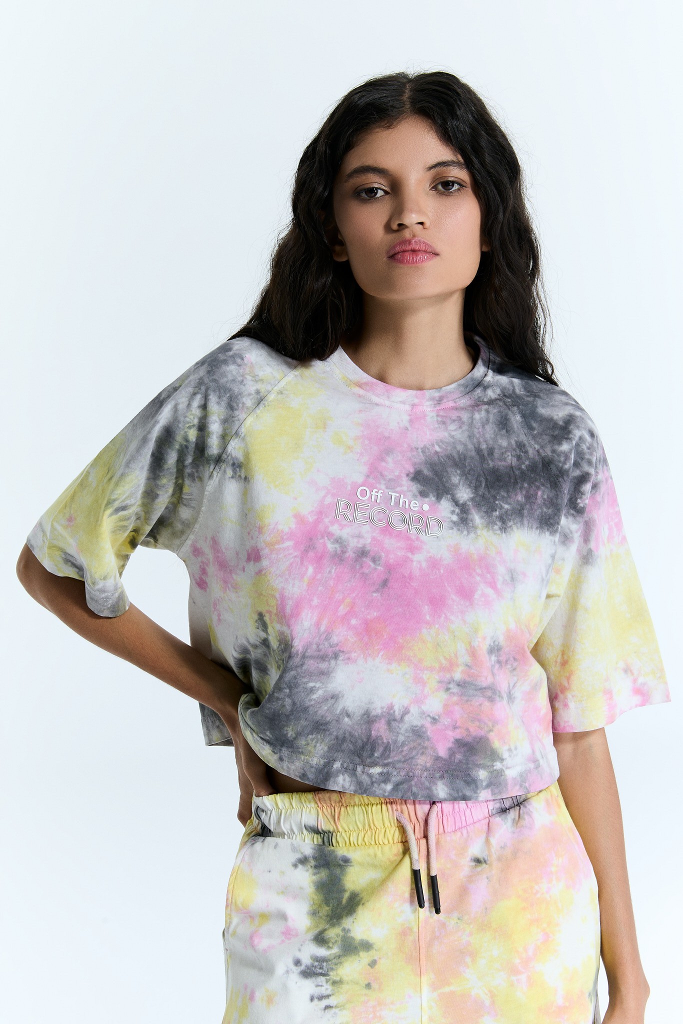 Floral gemustertes Gelbes Damen-Crop