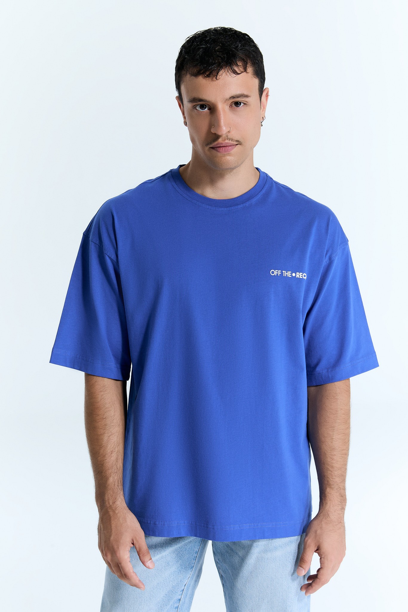 Blaues Basic Logo T-Shirt für Männer