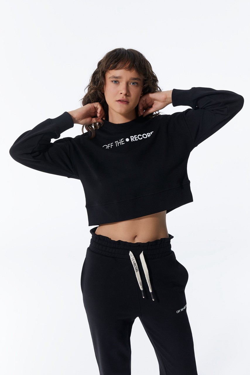 Schwarzes Jogger-Modell mit hoher Taille Damen-Sweatpants