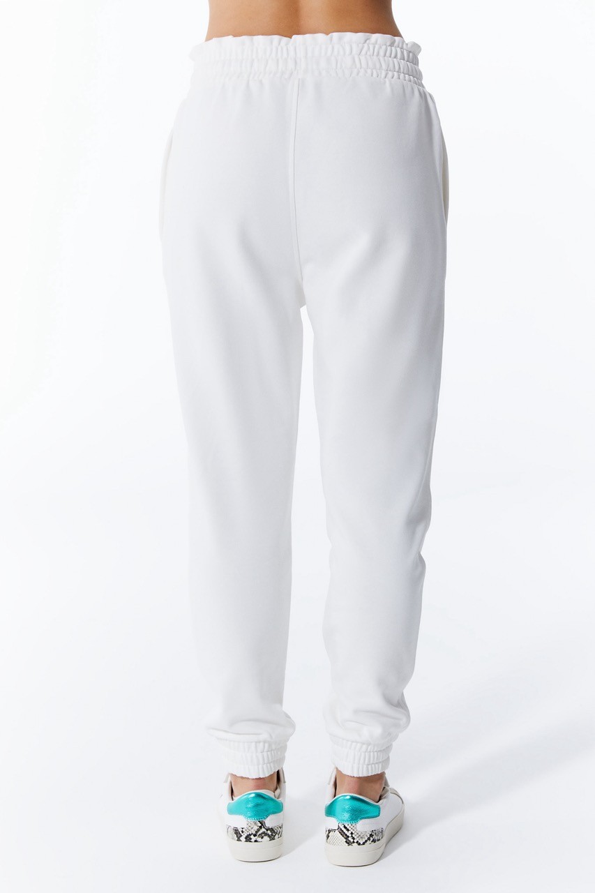 Weiß Jogger-Modell mit hoher Taille Damen-Sweatpants